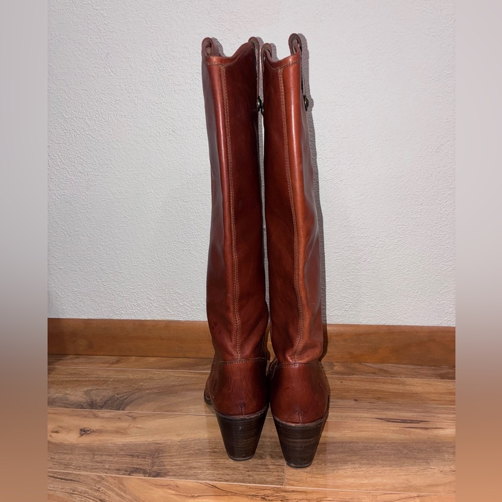 Frye Women's Jackie Button Tall Leather Riding Boots, conic - size 10 - Picture 8 of 12